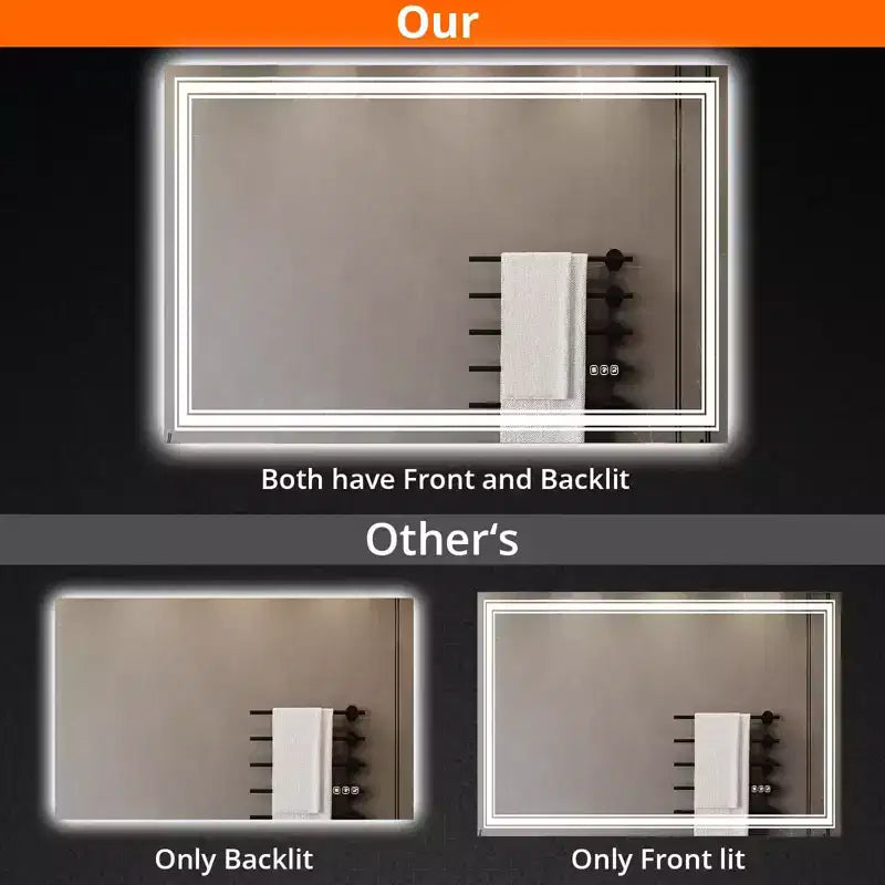 Bathroom Mirror , Anti-Fog Vanity Mirror with Dimmable Lights