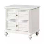 Nightstand, 2 Drawers, Classic Antique White Solid Wood, 28 Inch