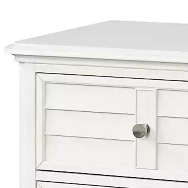 Nightstand, 2 Drawers, Classic Antique White Solid Wood, 28 Inch