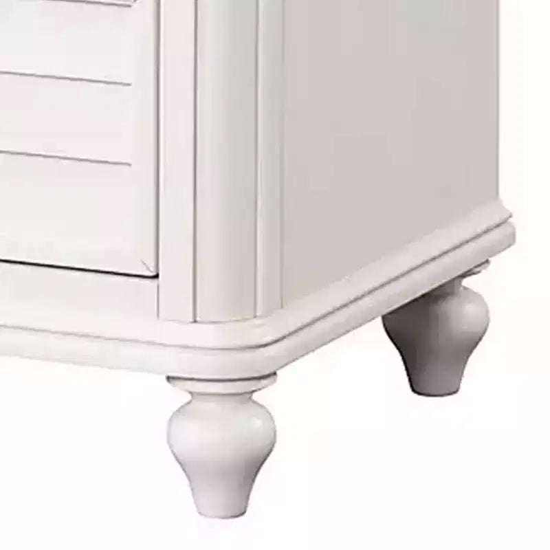Nightstand, 2 Drawers, Classic Antique White Solid Wood, 28 Inch