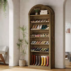 8-Tier Tall Shoe Storage Cabinet, Large Shoe Organizer, Wooden Freestanding Shoe Rack for Closet Entryway