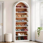 8-Tier Tall Shoe Storage Cabinet, Large Shoe Organizer, Wooden Freestanding Shoe Rack for Closet Entryway