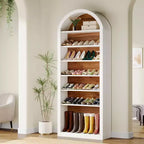 8-Tier Tall Shoe Storage Cabinet, Large Shoe Organizer, Wooden Freestanding Shoe Rack for Closet Entryway