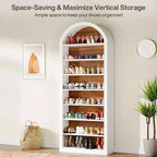 8-Tier Tall Shoe Storage Cabinet, Large Shoe Organizer, Wooden Freestanding Shoe Rack for Closet Entryway