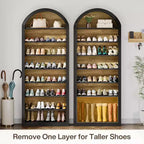 8-Tier Tall Shoe Storage Cabinet, Large Shoe Organizer, Wooden Freestanding Shoe Rack for Closet Entryway