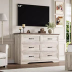 6 Drawers Dresser for Bedroom,Chest of Drawers with Wide Metal Handle,Farmhouse Modern Wooden Dresser,Natural Texture,Storage Organizer for Bedroom
