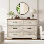 6 Drawers Dresser for Bedroom,Chest of Drawers with Wide Metal Handle,Farmhouse Modern Wooden Dresser,Natural Texture,Storage Organizer for Bedroom