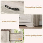 6 Drawers Dresser for Bedroom,Chest of Drawers with Wide Metal Handle,Farmhouse Modern Wooden Dresser,Natural Texture,Storage Organizer for Bedroom