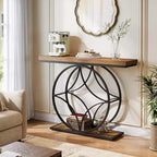 47IN Console Table, 2-Tier Sofa Table with Geometric Metal Frame, Narrow Entryway Tables with Storage Shelf for Living Room, Rustic Brown