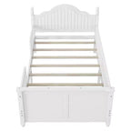 Contemporary Kids Platform Bed with Headboard and Footboard and Safety Guardrails