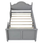 Contemporary Kids Platform Bed with Headboard and Footboard and Safety Guardrails