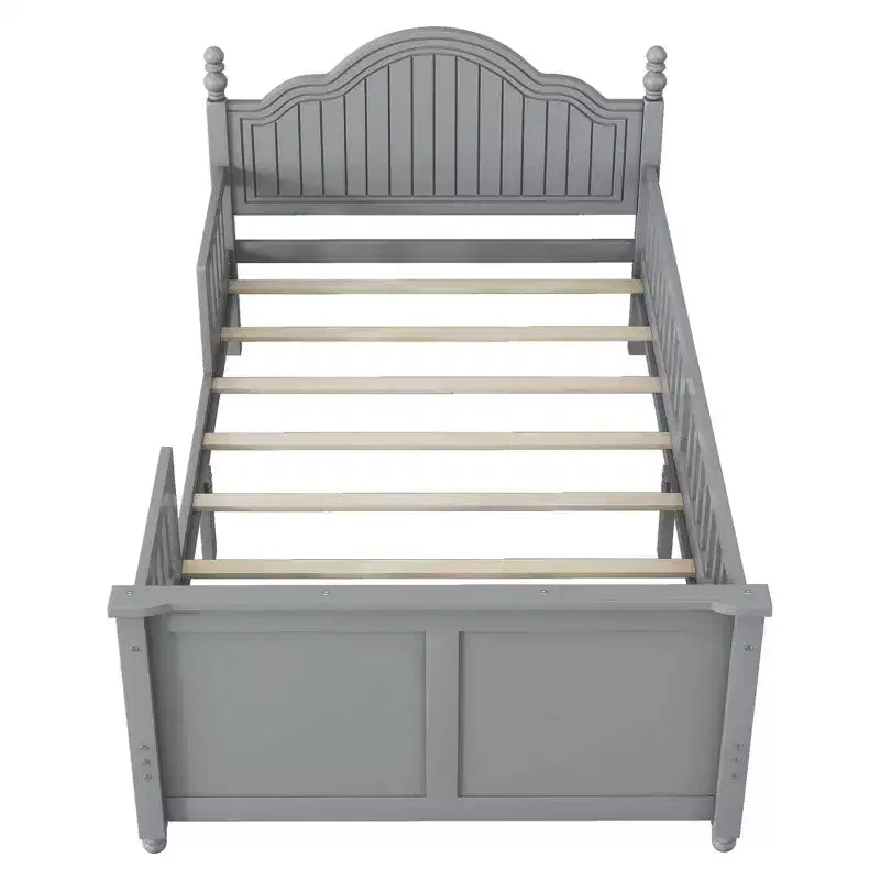Contemporary Kids Platform Bed with Headboard and Footboard and Safety Guardrails