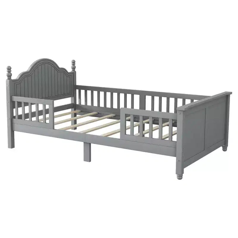 Contemporary Kids Platform Bed with Headboard and Footboard and Safety Guardrails