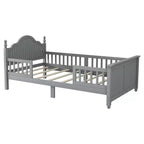 Contemporary Kids Platform Bed with Headboard and Footboard and Safety Guardrails