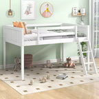79.5IN Twin/Full Size Kids Loft Bed with Removeable Ladder, Bed Frames with Safety Guardrails, Loft Bed for Kids Room, Play Room