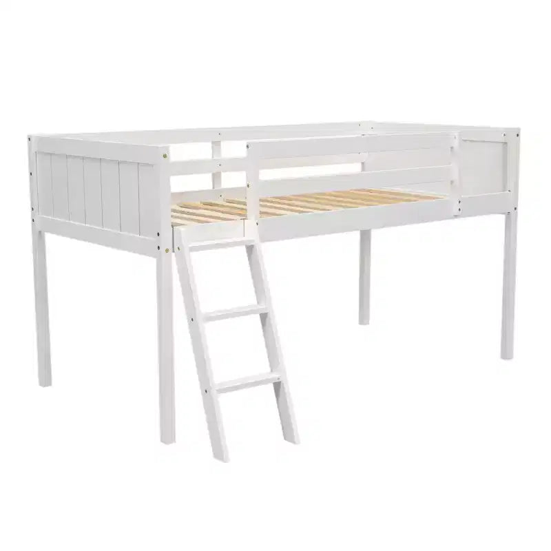 79.5IN Twin/Full Size Kids Loft Bed with Removeable Ladder, Bed Frames with Safety Guardrails, Loft Bed for Kids Room, Play Room
