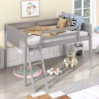 79.5IN Twin/Full Size Kids Loft Bed with Removeable Ladder, Bed Frames with Safety Guardrails, Loft Bed for Kids Room, Play Room