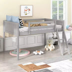 79.5IN Twin/Full Size Kids Loft Bed with Removeable Ladder, Bed Frames with Safety Guardrails, Loft Bed for Kids Room, Play Room