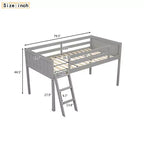 79.5IN Twin/Full Size Kids Loft Bed with Removeable Ladder, Bed Frames with Safety Guardrails, Loft Bed for Kids Room, Play Room