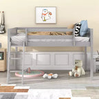 79.5IN Twin/Full Size Kids Loft Bed with Removeable Ladder, Bed Frames with Safety Guardrails, Loft Bed for Kids Room, Play Room