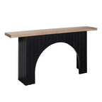 66IN Minimalist Console Table with Wooden Tabletop, Modern Entry Table with Arch Base, Accent Table for Entryway, Living Room, Black+Natural