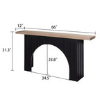 66IN Minimalist Console Table with Wooden Tabletop, Modern Entry Table with Arch Base, Accent Table for Entryway, Living Room, Black+Natural