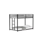 76.69IN Twin-Over-Twin Kids Bunk Beds with Metal Frame, Low Profile Bunk Bed with Ladder and Guardrails, Bed Frames for Bedroom, Black