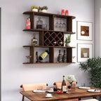 Wall Mounted Wine Rack, 3-Tier Large Capacity Hanging Bar Shelf Wine Glass Holder Wine Bottle Display Shelf for Kitchen Dining Room Decor