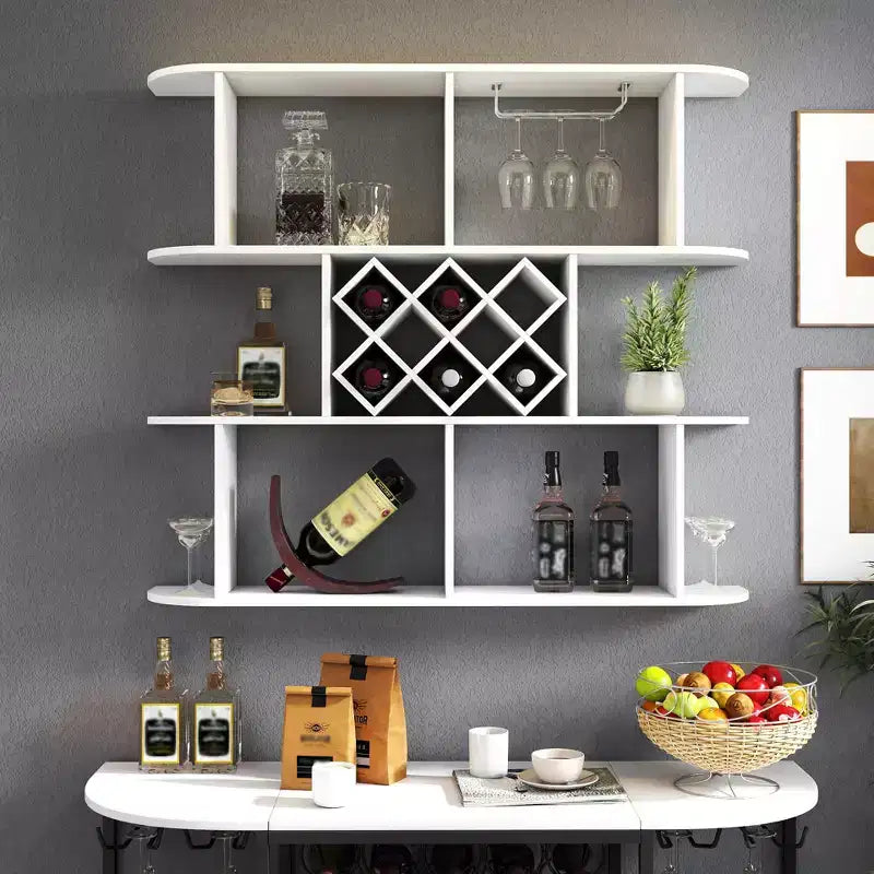 Wall Mounted Wine Rack, 3-Tier Large Capacity Hanging Bar Shelf Wine Glass Holder Wine Bottle Display Shelf for Kitchen Dining Room Decor