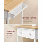 Mobile Kitchen Island Cart with 2 Drawers and Towel Rack, 38.8 Inch Rolling Storage Cart with Locking Wheels, Oak Beige and White